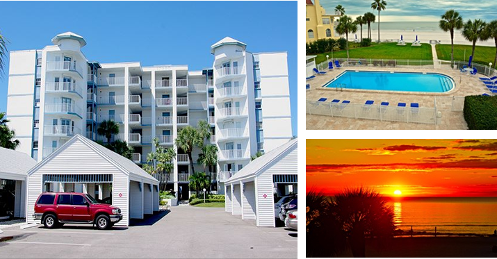 A collage of different pictures with buildings and cars.